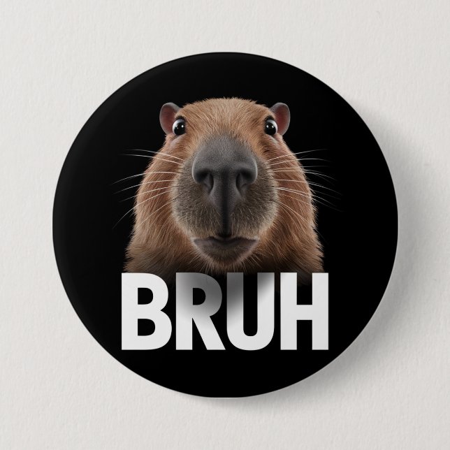 Funny Capybara Bruh Button (Vorderseite)