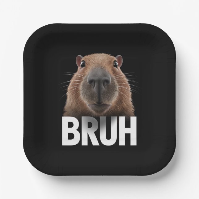 Funny Capybara Bruh Pappteller (Vorderseite)