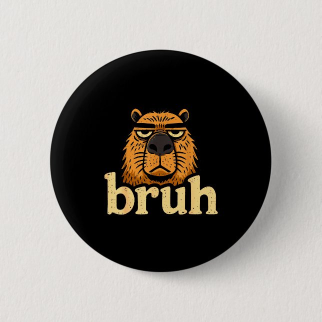 Funny Capybara Bruh Sarcastic Animal Meme Boys Tee Button (Vorderseite)