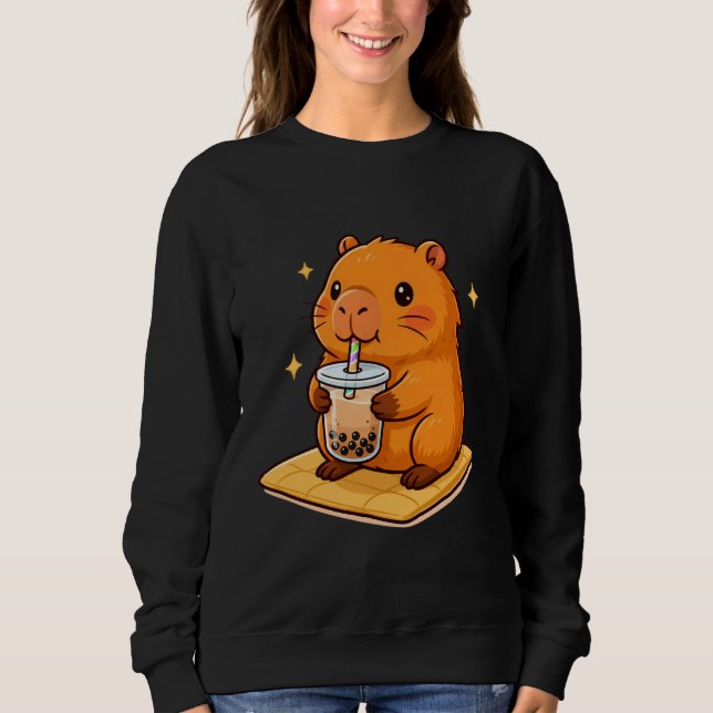 Funny Capybara Bubble Tea Animal Lover Rodent, Cap Sweatshirt (Vorderseite)