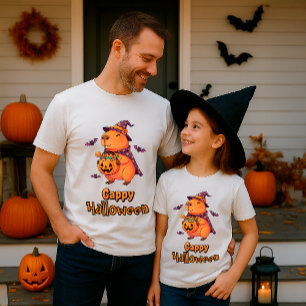 Funny Capybara "Cappy Halloween" Cartoon T-Shirt