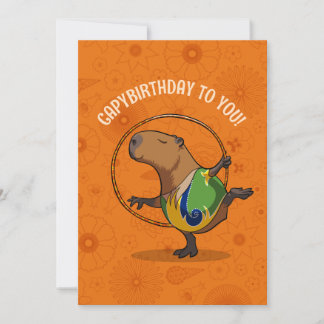 Funny Capybara Capybirthday To You! Dancer Cartoon Karte