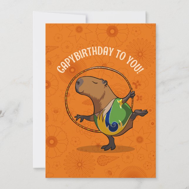 Funny Capybara Capybirthday To You! Dancer Cartoon Karte (Vorderseite)