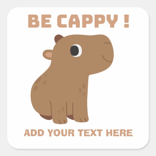 Funny Capybara Custom Quadratischer Aufkleber (Vorderseite)