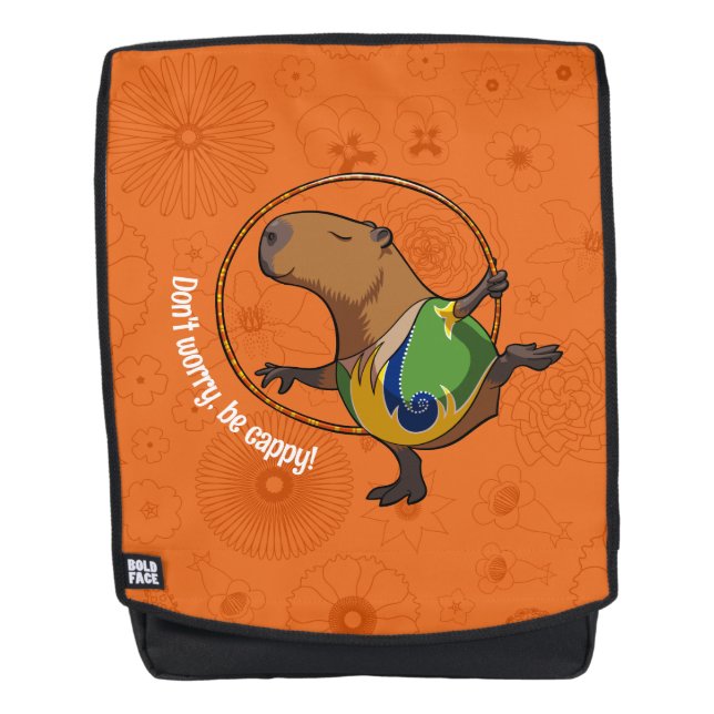 Funny Capybara Don't Worry Be Cappy Cartoon Rucksack (Vorderseite)