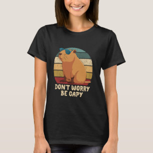 Funny Capybara Dont Worry Be Capy Lover Retro Rode T-Shirt