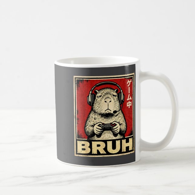 Funny Capybara Gamer Bruh Graphic Tee Men Boys Tee Kaffeetasse (Rechts)