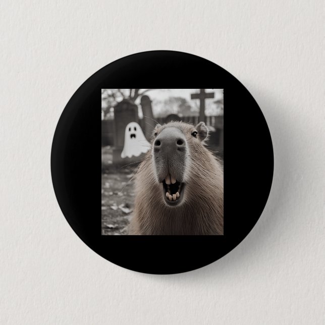 Funny Capybara Ghost Halloween Costume Capybara Ha Button (Vorderseite)