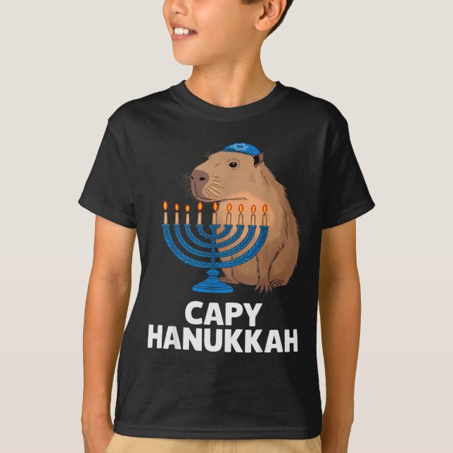 Funny Capybara Happy Hanukkah Chanukah Jewish Men  T-Shirt (Vorderseite)