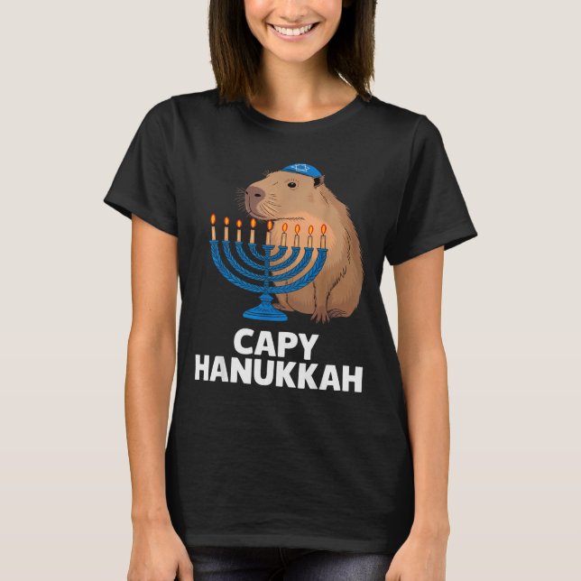 Funny Capybara Happy Hanukkah Chanukah Jewish Men  T-Shirt (Vorderseite)