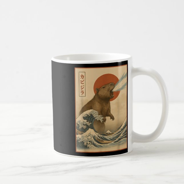 Funny Capybara Japanisch Wave Capyzilla Boys Girls Kaffeetasse (Rechts)