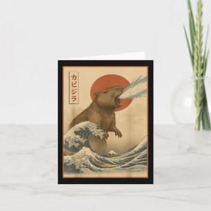 Funny Capybara Japanisch Wave Capyzilla Boys Girls Karte