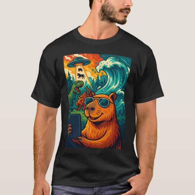 Funny Capybara Meme Selfie Cartoon T-Shirt (Vorderseite)