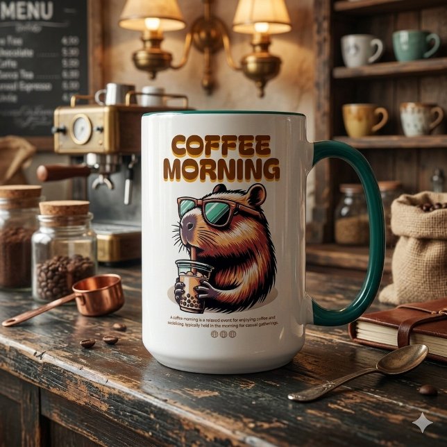Funny Capybara Morning Coffee Drinker Mug Tasse (Von Creator hochgeladen)