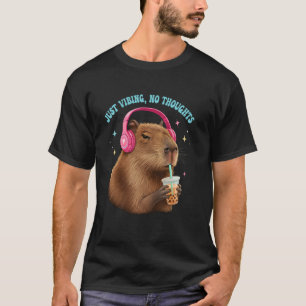 Funny Capybara nur Vibing No Thoughts Meme Boba T T-Shirt