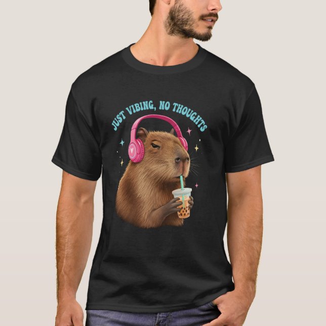Funny Capybara nur Vibing No Thoughts Meme Boba T T-Shirt (Vorderseite)