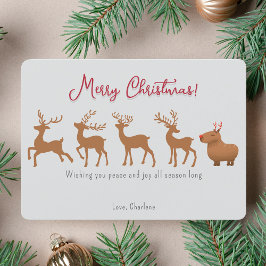 Funny Capybara Rentier Weihnachtskarten Feiertagskarte