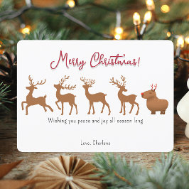 Funny Capybara Rentier Weihnachtskarten Feiertagskarte