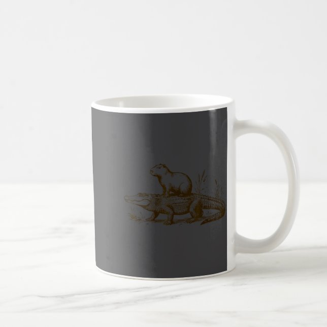 Funny Capybara Riding An Alligator Men Women Capyb Kaffeetasse (Rechts)