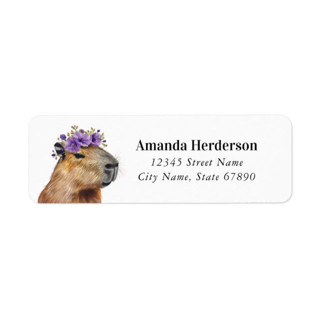 Funny Capybara Rücksendeadressen-Aufklebers (Vorne)
