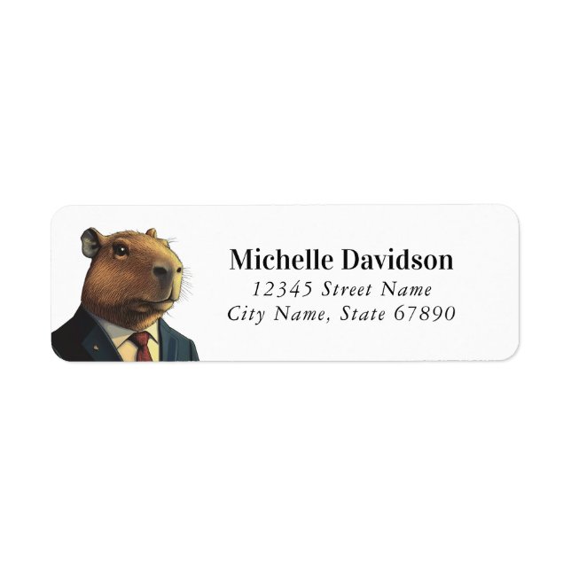 Funny Capybara Rücksendeadressen-Aufklebers (Vorne)