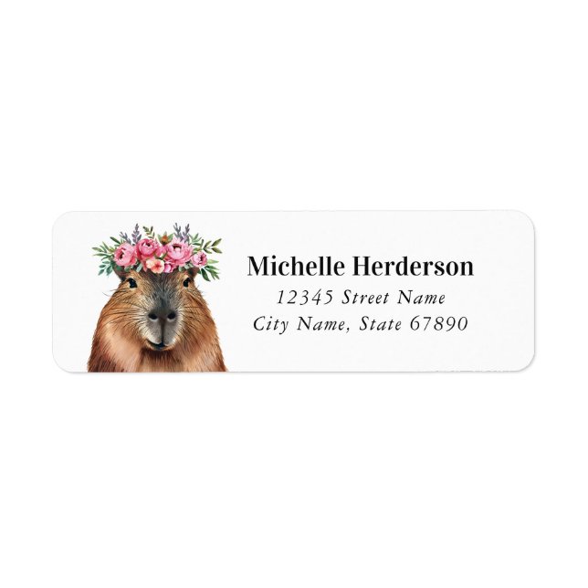 Funny Capybara Rücksendeadressen-Aufklebers (Vorne)