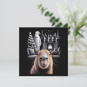 Funny Capybara Selfie mit Santa Capy Xmas Feiertagskarte