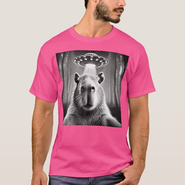 Funny Capybara Selfie Ufos Alien T-Shirt (Vorderseite)