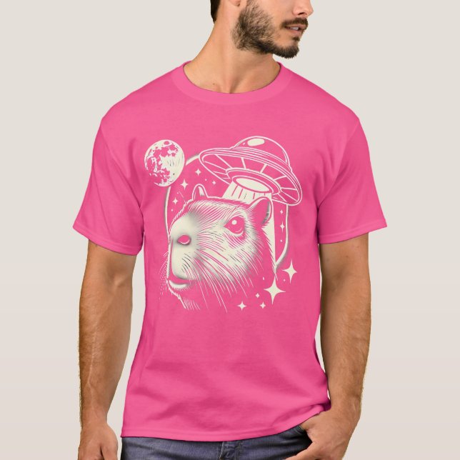 Funny Capybara Selfie Ufos Men Weird Capybara T-Shirt (Vorderseite)