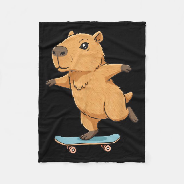 Funny Capybara Skater Skateboard Ballerina Zoo Boy Fleecedecke (Vorderseite)