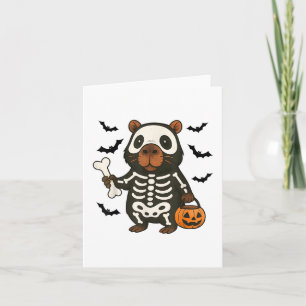 Funny Capybara Skeleton Pumpkin Halloween Kostüm Karte