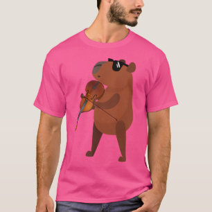 Funny Capybara Sonnenbrille tragen Geige spielen T-Shirt