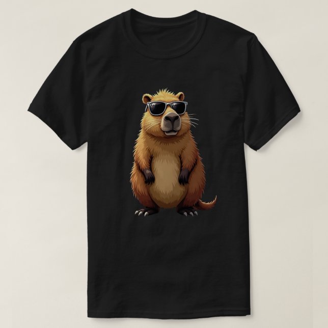 Funny Capybara Sonnenbrille tragen T-Shirt (Design vorne)