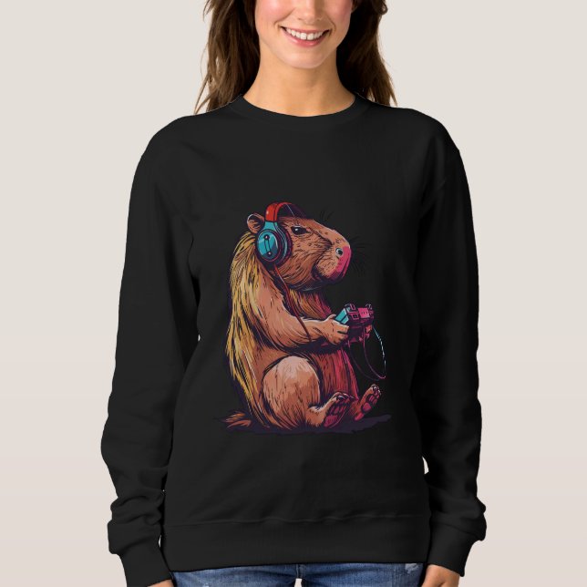 Funny Capybara Spielen Videospiele, Capybara Gamin Sweatshirt (Vorderseite)