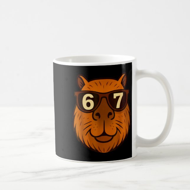 Funny Capybara Sungles 67 Six Seven Meme  Kaffeetasse (Rechts)