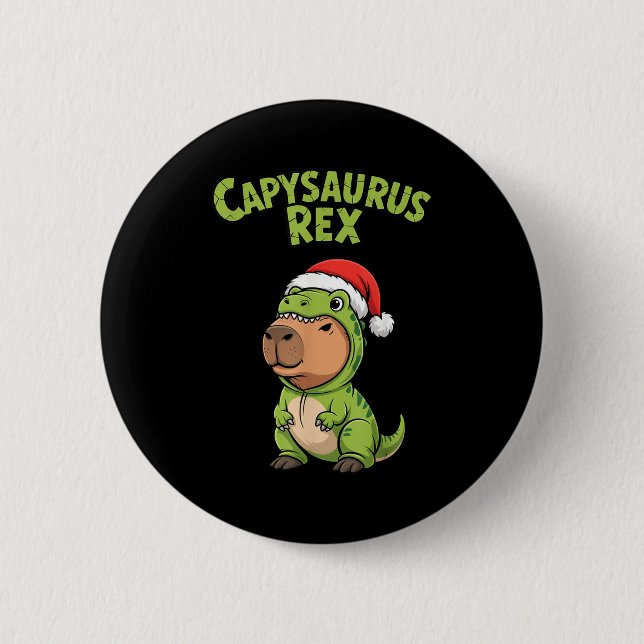 Funny Capybara T-rex Costume Christmas Kids Boys  Button (Vorderseite)