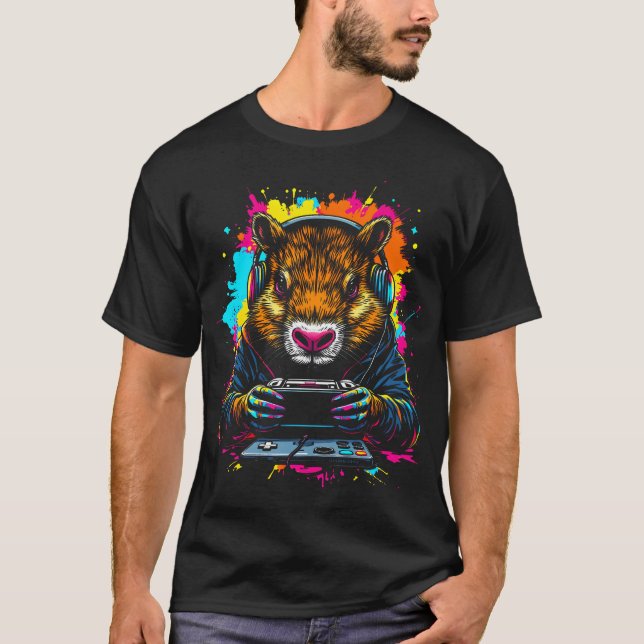 Funny Capybara Tee Gamepad Headphones Video Games  (Vorderseite)