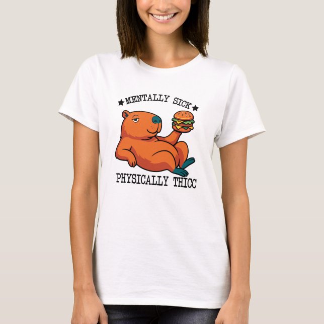 Funny Capybara Thicc Meme T-Shirt (Vorderseite)