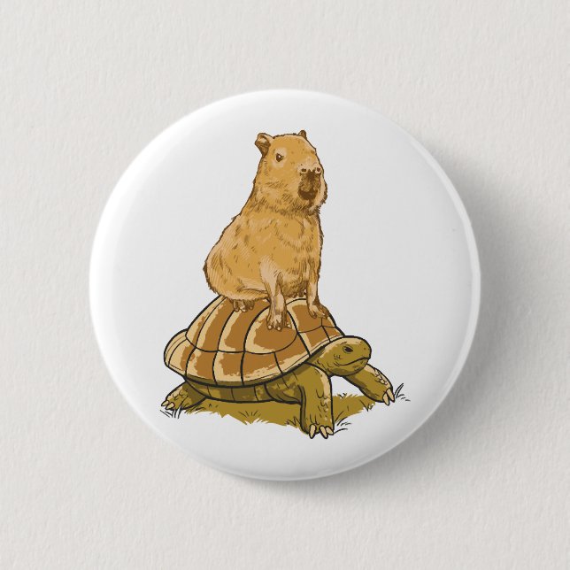 Funny Capybara Tierschildkröte Niedlich Capybara Button (Vorderseite)