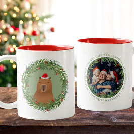 Funny Capybara Weihnachten Foto Zweifarbige Tasse