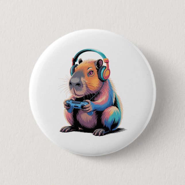 Funny Capyra Gamer Video Gamer Capyra Button (Vorderseite)