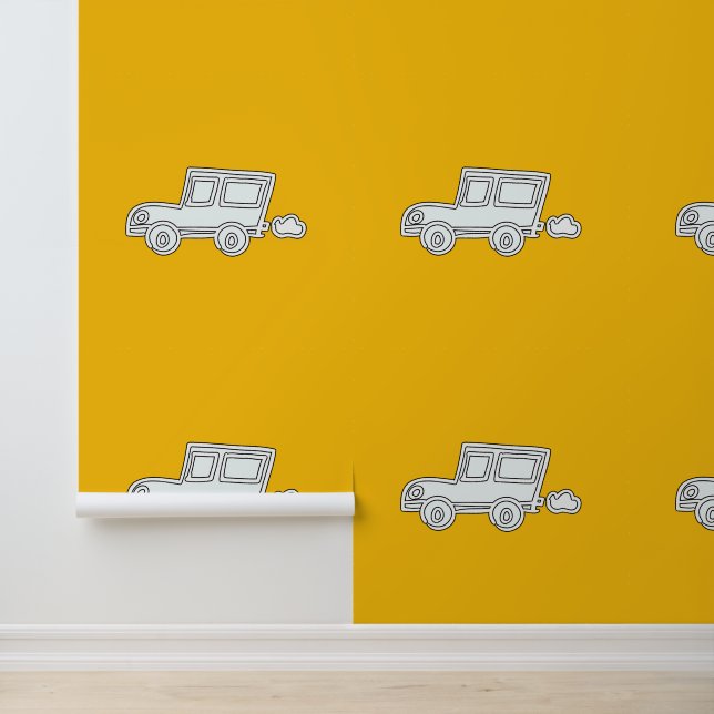 Funny Car Kids Yellow Tapete (Anwendung)