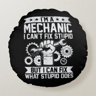 Funny Car Mechanic Engineer Men Women Kids Auto Me Rundes Kissen