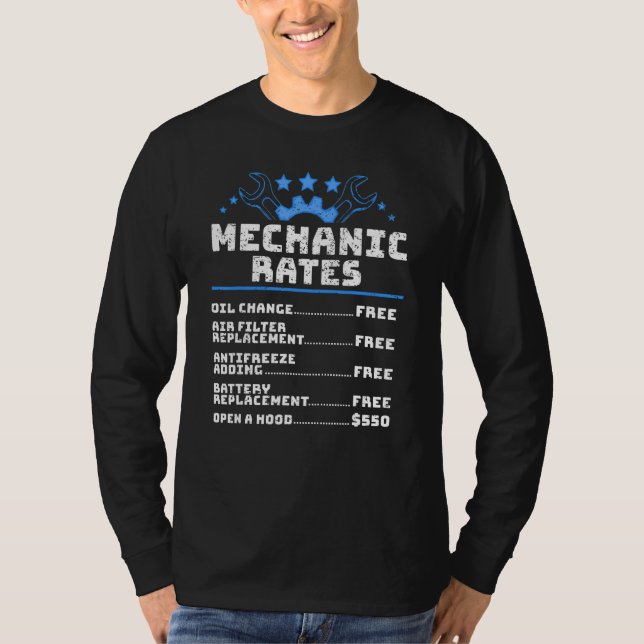 Funny Car Mechanic Stundensatz T-Shirt (Vorderseite)