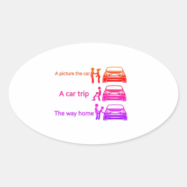 Funny Car Ride Sign Ovaler Aufkleber (Vorderseite)