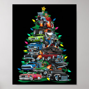 Funny Car Weihnachtsbaum Clic Muscle Cars Tree Lig Poster