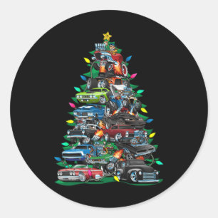 Funny Car Weihnachtsbaum Clic Muscle Cars Tree Lig Runder Aufkleber
