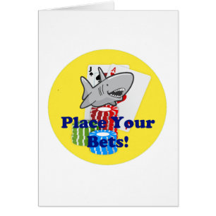 Funny Card Shark Gambling Cartoon mit Poker Chips