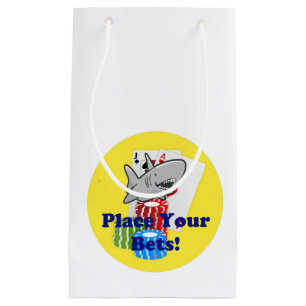 Funny Card Shark Gambling Cartoon mit Poker Chips Kleine Geschenktüte