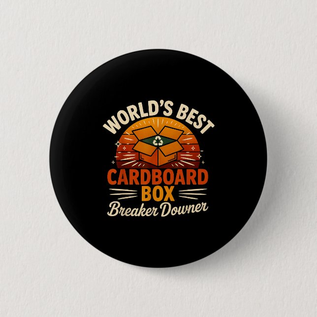 Funny Cardboard Box Breaker Downer Sarcastic Retro Button (Vorderseite)